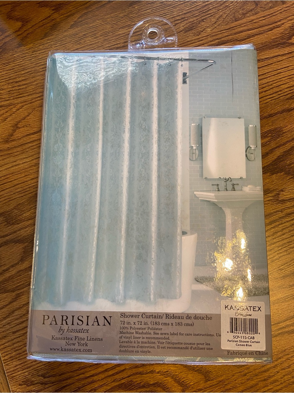 Kassatex Parisian Light Blue Damask Shower Curtain